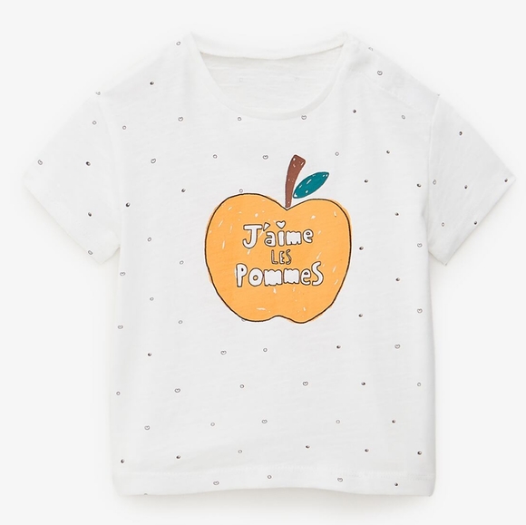 ZARA Baby Girl Apple 🍎 Print T-Shirtl 2-3YRS NWT - Picture 1 of 5